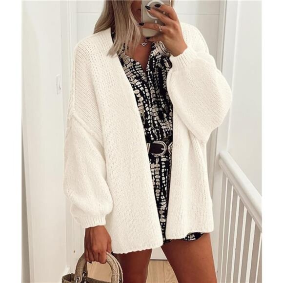 Womens Oversized Cardigan Sweaters White - Picture 4 of 6